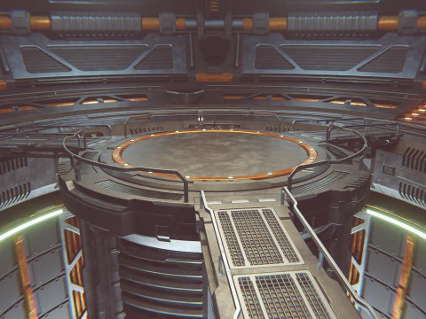 Sci-fi industrial Hangar Scene - Rework-Tessla 3D Model