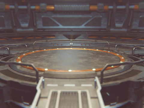 Sci-fi industrial Hangar Scene - Rework-Tessla 3D Model
