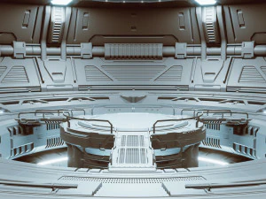 Sci-fi industrial Hangar Scene - Rework-Tessla 3D Model