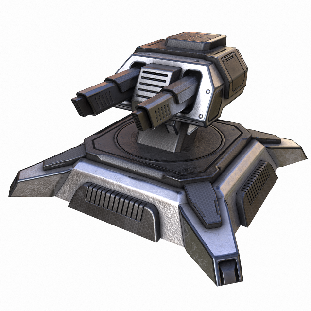 sci-fi turret low-poly 3D मॉडल .c4d .max .obj .3ds .fbx .stl .blend