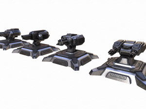 sci-fi turret low-poly Modello 3D