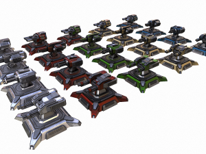 sci-fi turret low-poly Modello 3D