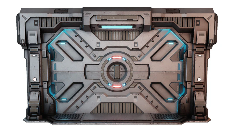 Sci-fi door game 3D Model .c4d .max .obj .3ds .fbx .stl .blend