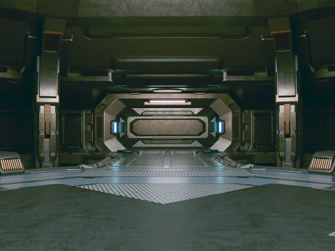 Sci-Fi Industrial Scene Black Abyss 3D Model