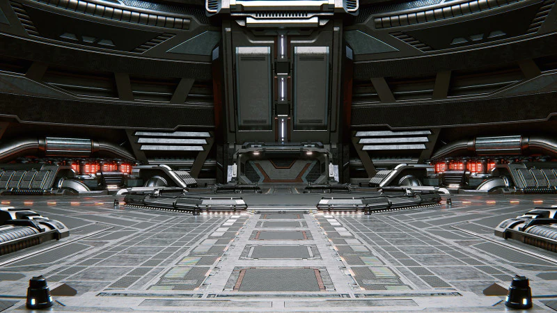 Sci-Fi Industrial Hangar Scene - Time Travel 3D Model .c4d .max .obj .3ds .fbx .stl .blend 