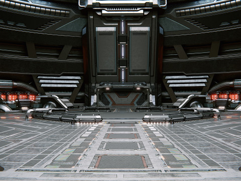 Sci-Fi Industrial Hangar Scene - Time Travel 3D 모델