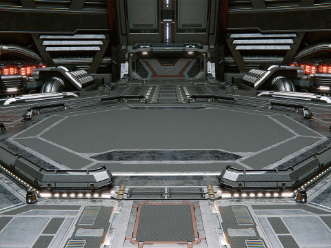 Sci-Fi Industrial Hangar Scene - Time Travel Model 3D