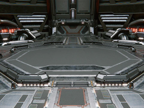 Sci-Fi Industrial Hangar Scene - Time Travel 3D Model
