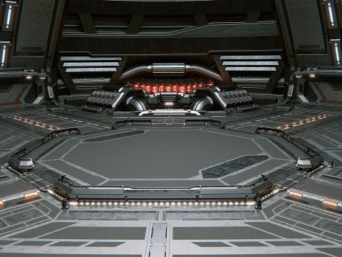 Sci-Fi Industrial Hangar Scene - Time Travel Model 3D