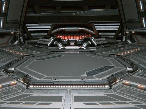 Sci-Fi Industrial Hangar Scene - Time Travel 3D Model
