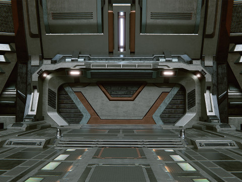Sci-Fi Industrial Hangar Scene - Time Travel Model 3D