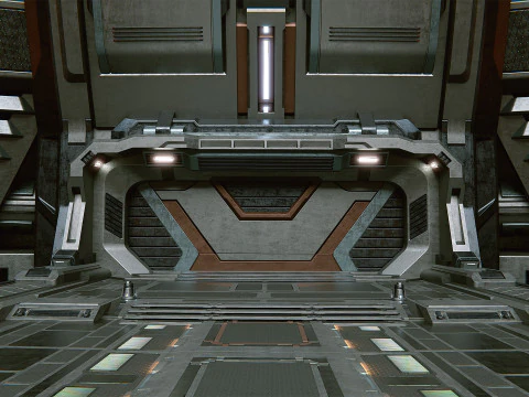 Sci-Fi Industrial Hangar Scene - Time Travel 3D Model