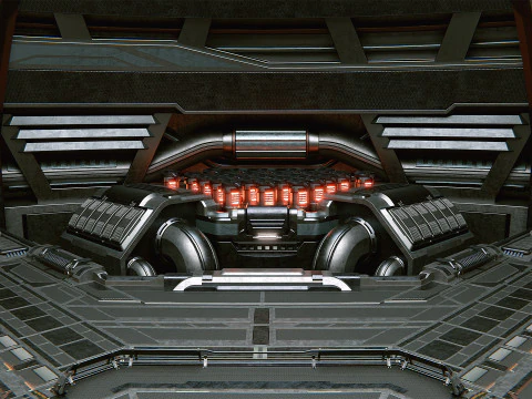 Sci-Fi Industrial Hangar Scene - Time Travel 3D Model