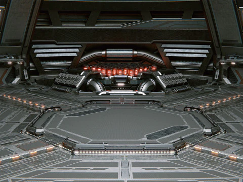 Sci-Fi Industrial Hangar Scene - Time Travel 3D Model