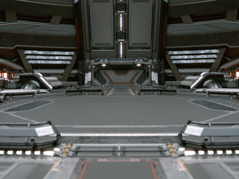 Sci-Fi Industrial Hangar Scene - Time Travel 3D Model
