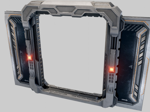 Sci-fi Door Game Glass Model 3D