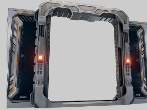 Sci-fi Door Game Glass Model 3D