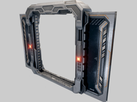Sci-fi Door Game Glass Model 3D