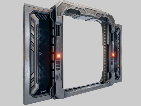 Sci-fi Door Game Glass Model 3D