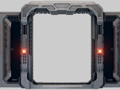 Sci-fi Door Game Glass Model 3D