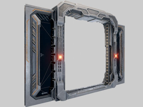 Sci-fi Door Game Glass Model 3D