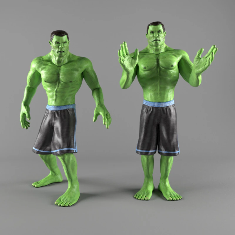 Modelo de personagem 3D do Hulk Modelo 3D .c4d .max .obj .3ds .fbx .stl .blend 