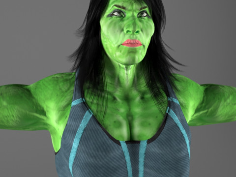 Green Superhero Woman Modelo 3D