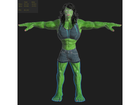 Green Superhero Woman Modelo 3D