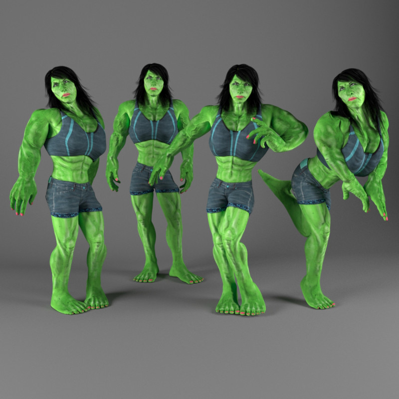 Green Superhero Woman Modelo 3D .c4d .max .obj .3ds .fbx .stl .blend