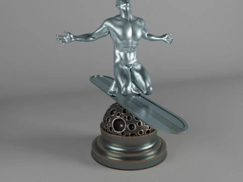 Modelo est&aacute;tico pronto para jogo de personagem estilo surfista prateado Modelo 3D