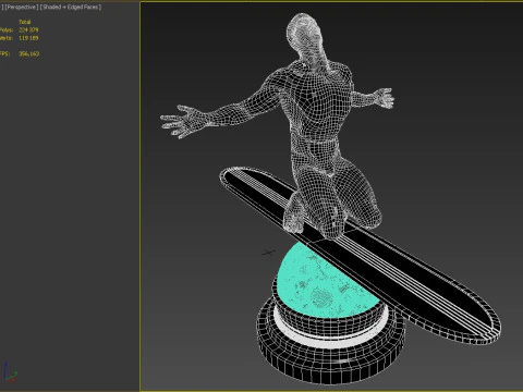 Silver Surfer Style Character Game-Ready Static Model 3D Model