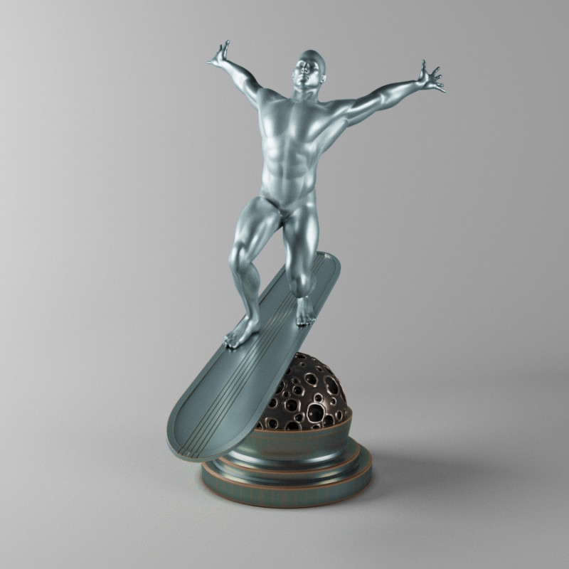 Silver Surfer Style Character Static Model 3D Modell .c4d .max .obj .3ds .fbx .stl .blend