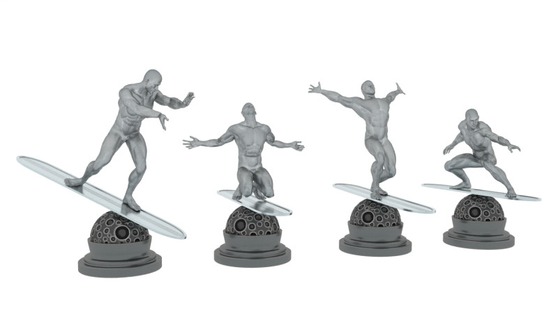 Silver Surfer Style 4 Poses Static Game-Ready Character 3D 模型 .c4d .max .obj .3ds .fbx .stl .blend 