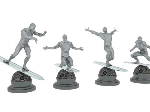 Silver Surfer Style 4 apresenta personagem estático pronto para jogo Modelo 3D
