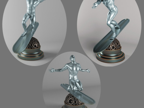 Silver Surfer Style 4 Poses Static Game-Ready Character 3D 模型