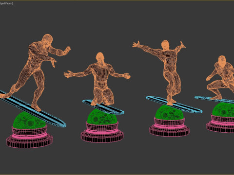 Silver Surfer Style 4 Poses Static Game-Ready Character 3D 模型