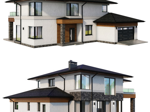 Modern House Day-Night Visualization 3D मॉडल