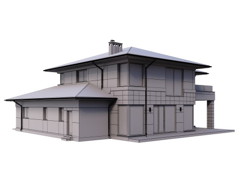 Modern House Day-Night Visualization 3D मॉडल