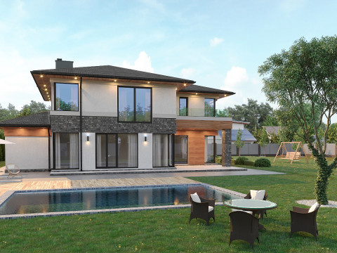 Modern House Day-Night Visualization 3D मॉडल
