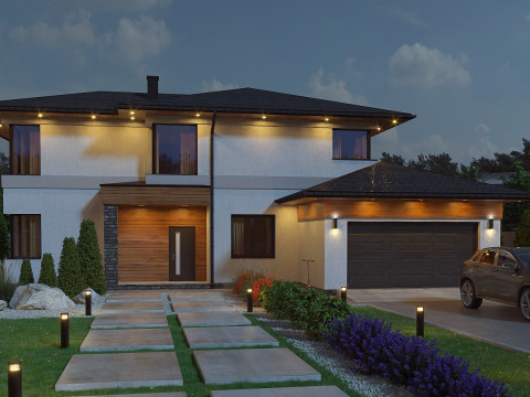 Modern House Day-Night Visualization 3D मॉडल