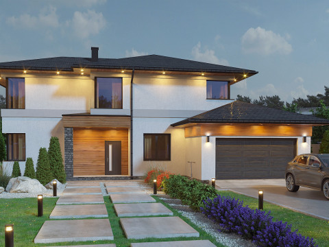 Modern House Day-Night Visualization 3D मॉडल