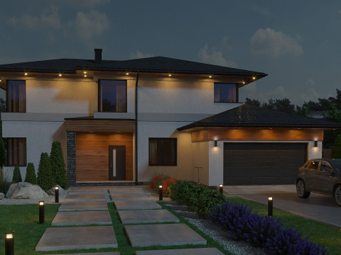 Modern House Day-Night Visualization 3D मॉडल