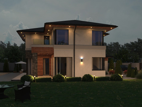 Modern House Day-Night Visualization 3D मॉडल