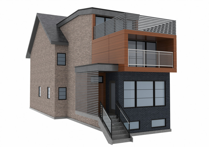 139 Winchester Modern Canadian Brick and Wood House 3D Model .c4d .max .obj .3ds .fbx .stl .blend
