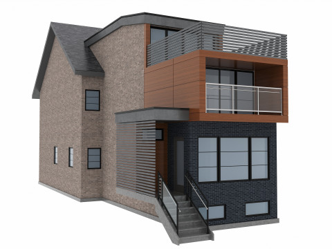 139 Winchester Modern Canadian Brick and Wood House 3D Model