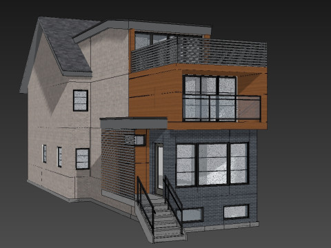 139 Winchester Modern Canadian Brick and Wood House 3D Model