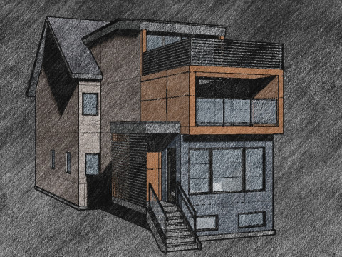 139 Winchester Modern Canadian Brick and Wood House 3D Model