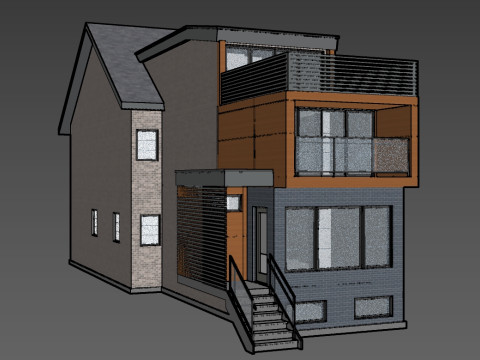 139 Winchester Modern Canadian Brick and Wood House 3D Model