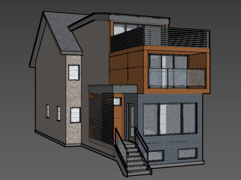 139 विनचेस्टर मॉडर्न कैनेडियन ब्रिक एंड वुड हाउस 3D मॉडल