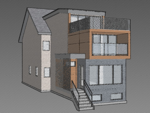 139 Winchester Modern Canadian Brick and Wood House 3D Model